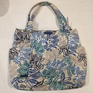VERA BRADLEY Hadley East West Tote Purse - blue, teal, gray Small stain inside